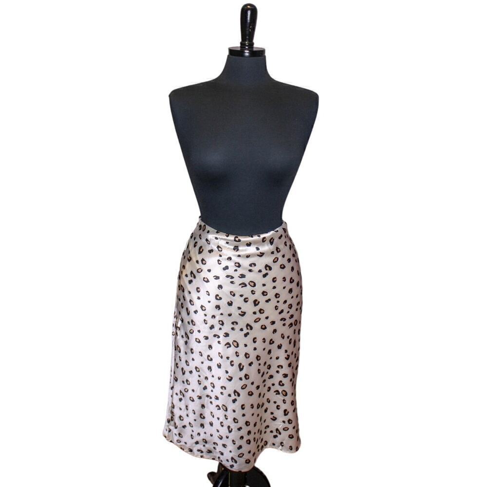 Le Lis Animal Print Midi Slip Skirt Leopard Cheetah Size S